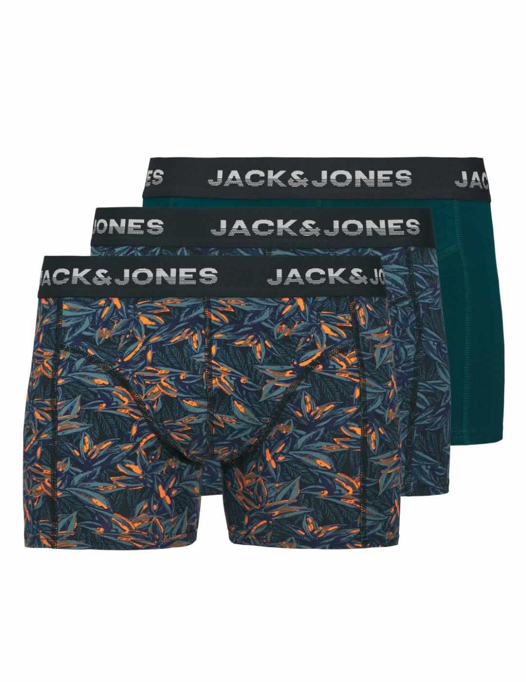 Íntimo Jack&Jones Trunks pack 3 estampado hojas de hombre