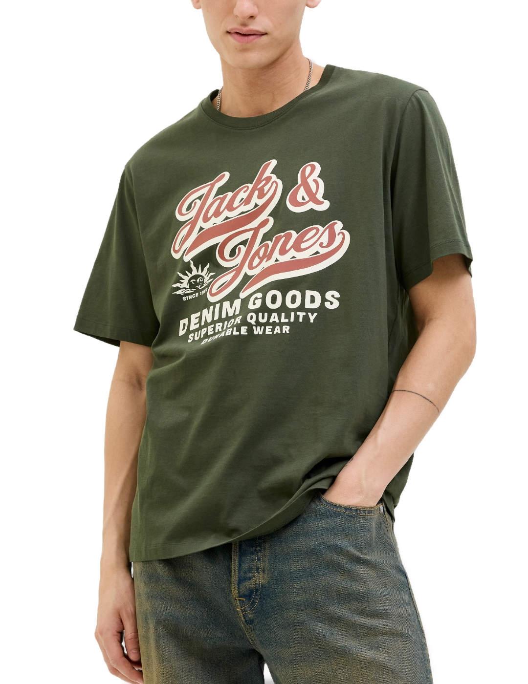Camiseta Jack&Jones Logo verde manga corta de hombre