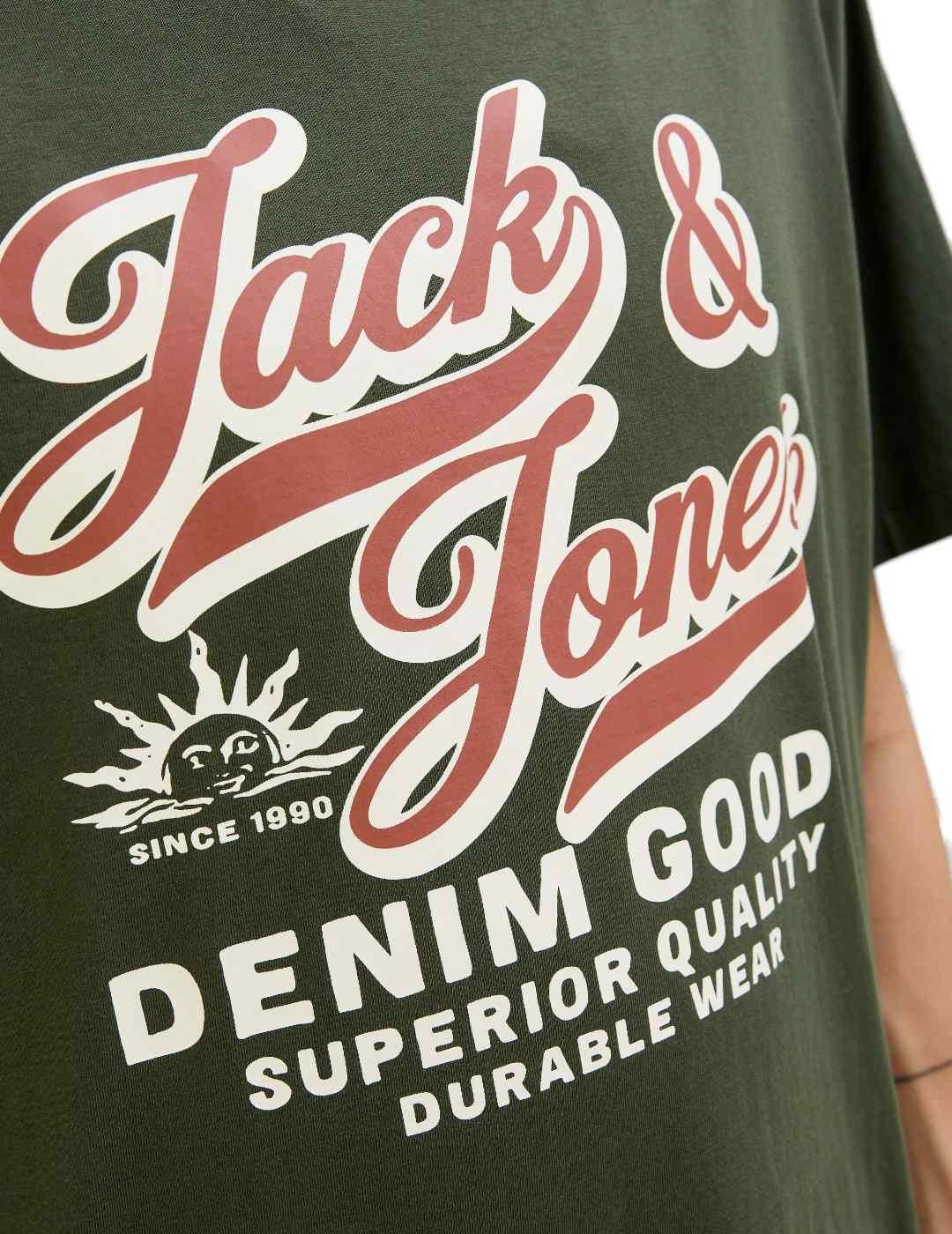 Camiseta Jack&Jones Logo verde manga corta de hombre