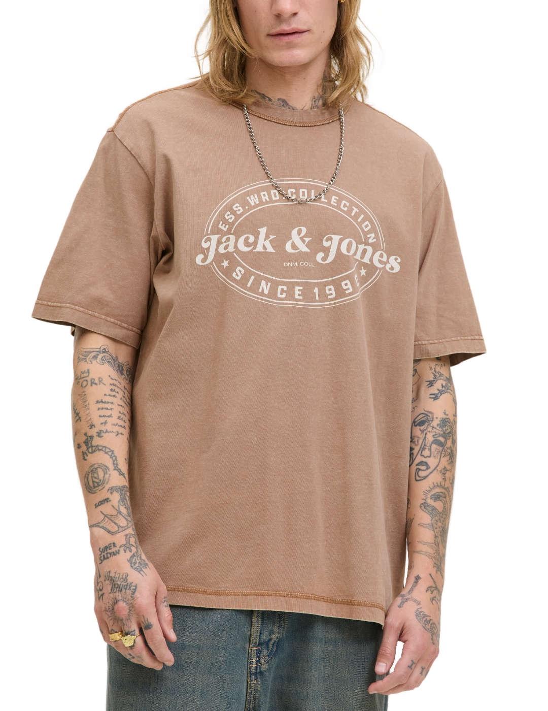 Camiseta Jack&Jones Dover marrón manga corta de hombre