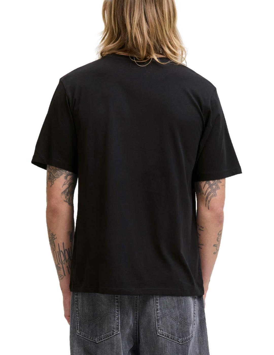 Camiseta Jack&Jones Hayato negra manga corta logo de hombre