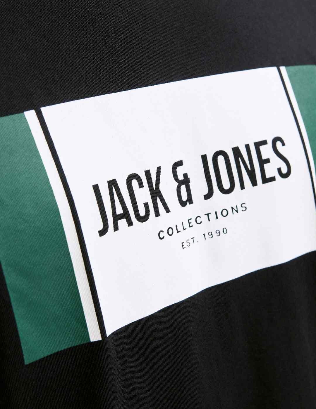 Camiseta Jack&Jones Hayato negra manga corta logo de hombre