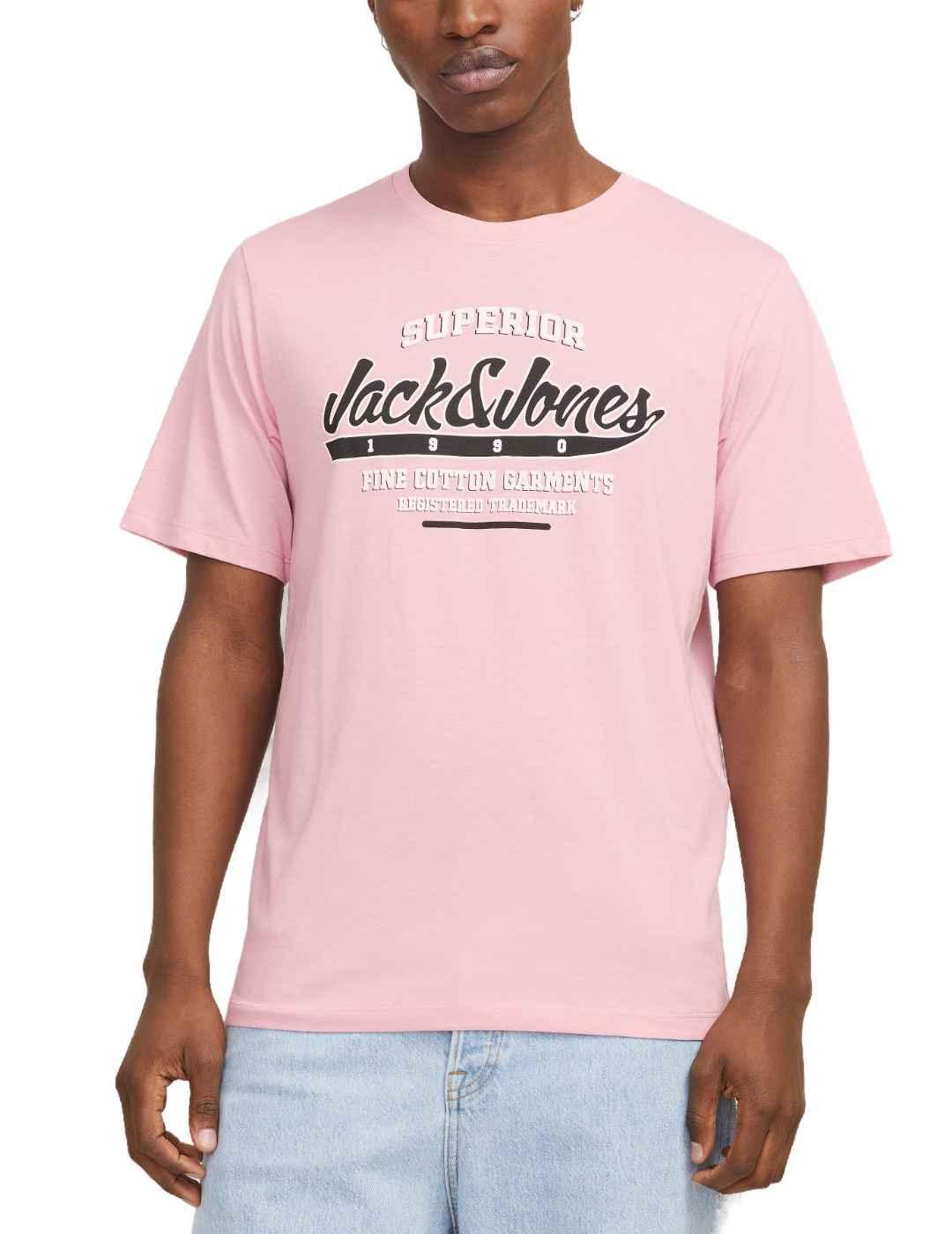 Camiseta Jack&Jones Lego rosa logo manga corta de hombre