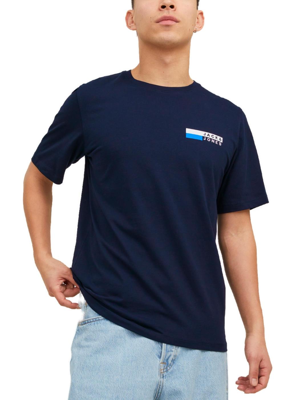 Camiseta Jack&Jones Logo azul marino manga corta para hombre