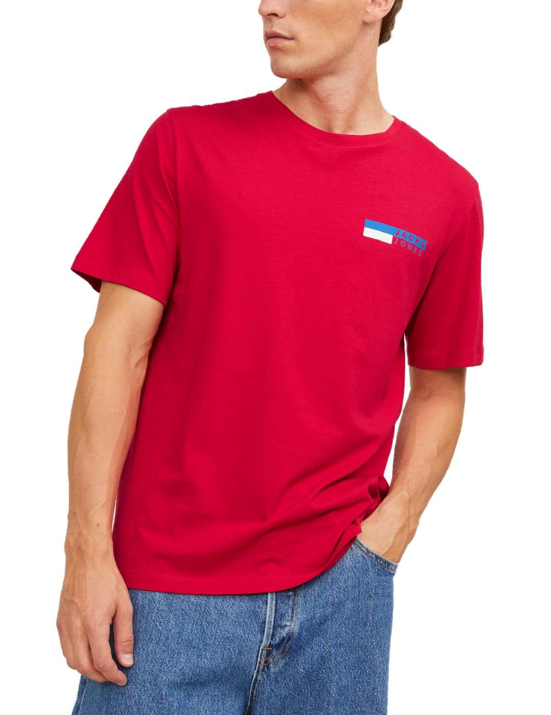 Camiseta Jack&Jones Logo roja manga corta para hombre