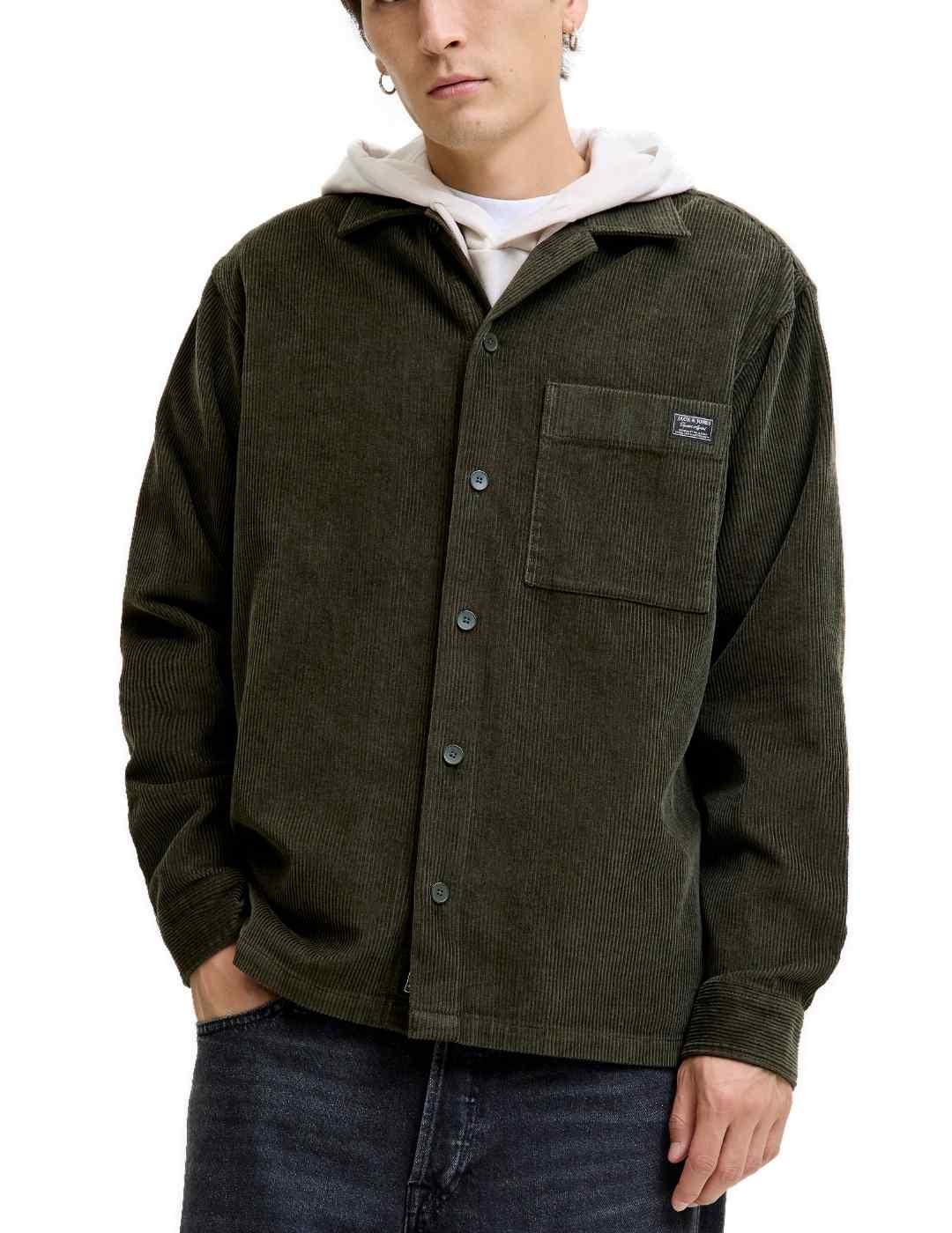 Sobrecamisa Jack&Jones Corduroy verde pana para hombre