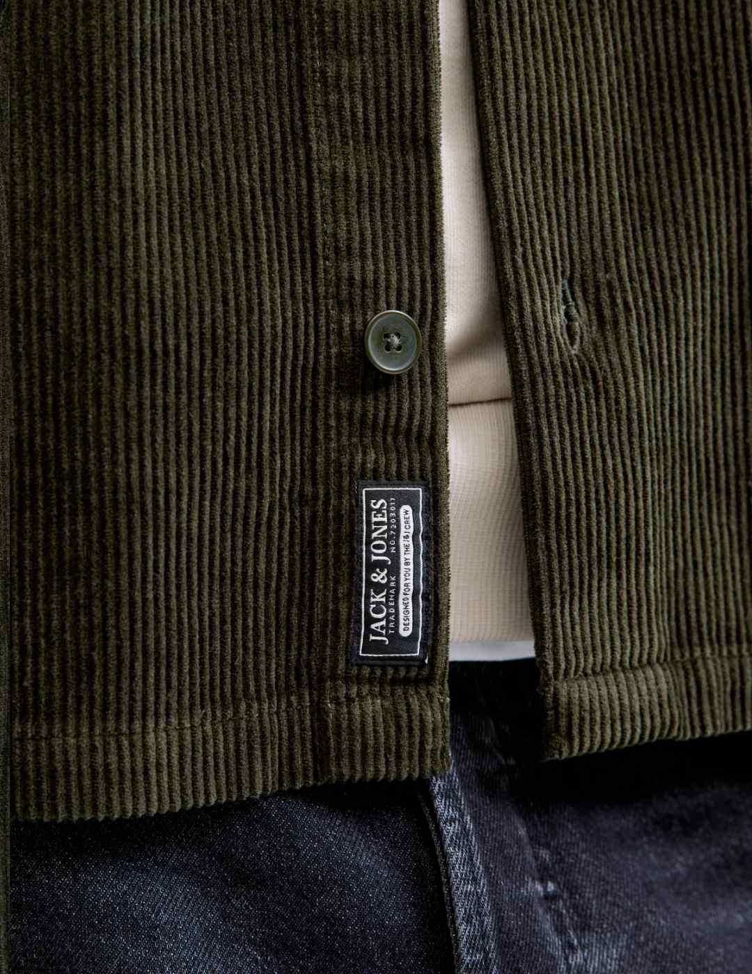 Sobrecamisa Jack&Jones Corduroy verde pana para hombre