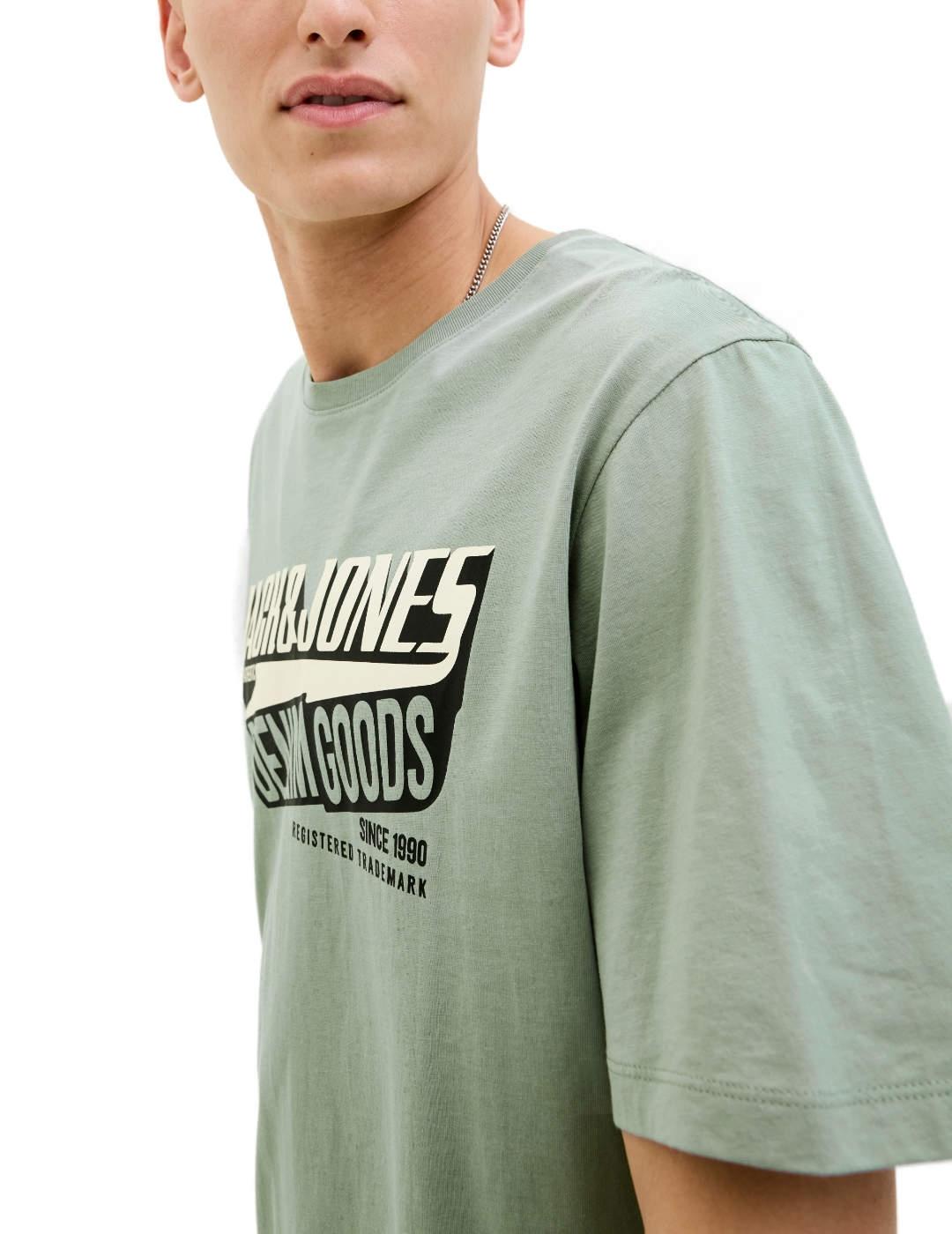 Camiseta Jack&Jones Logo Tee verde manga corta para hombre
