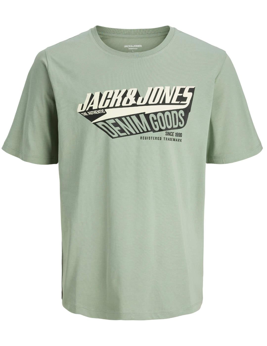 Camiseta Jack&Jones Logo Tee verde manga corta para hombre