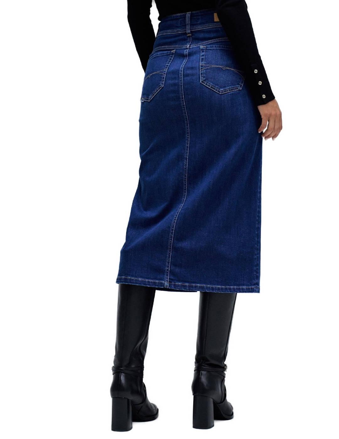 Falda Salsa Secret azul medio midi ceñida para mujer