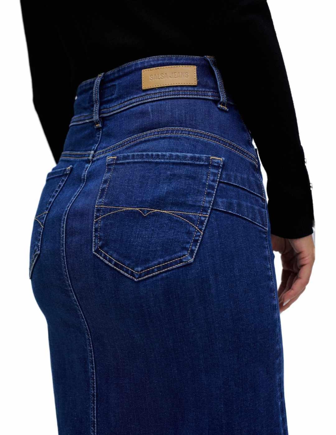 Falda Salsa Secret azul medio midi ceñida para mujer