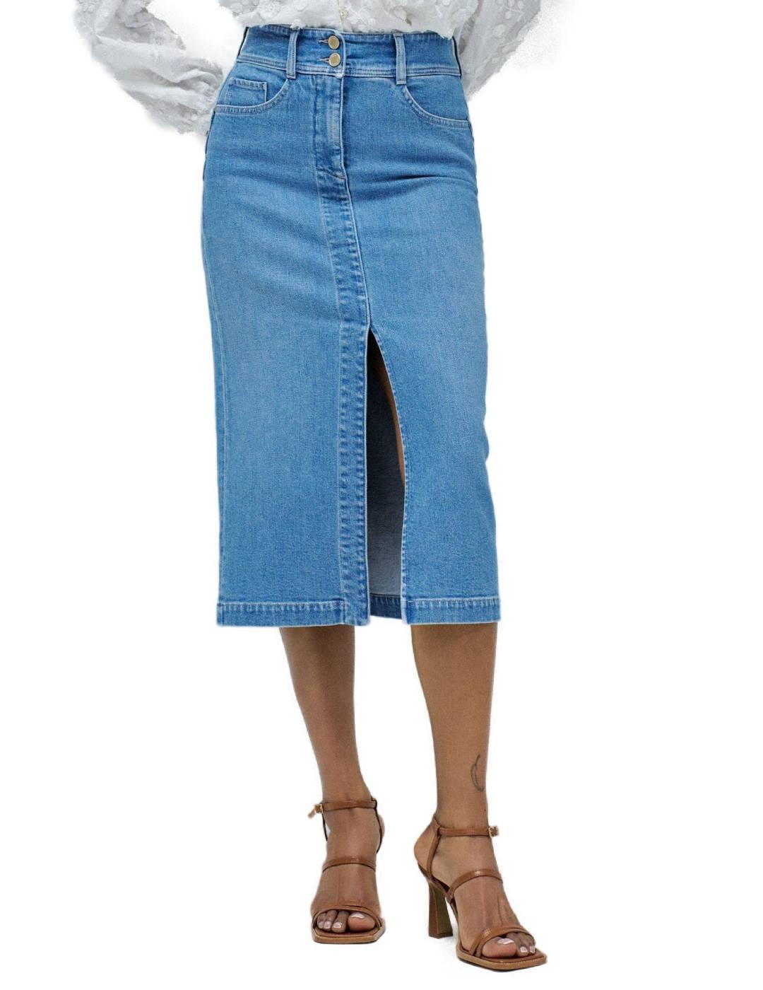 Falda Salsa Secret azul claro midi ajustada para mujer