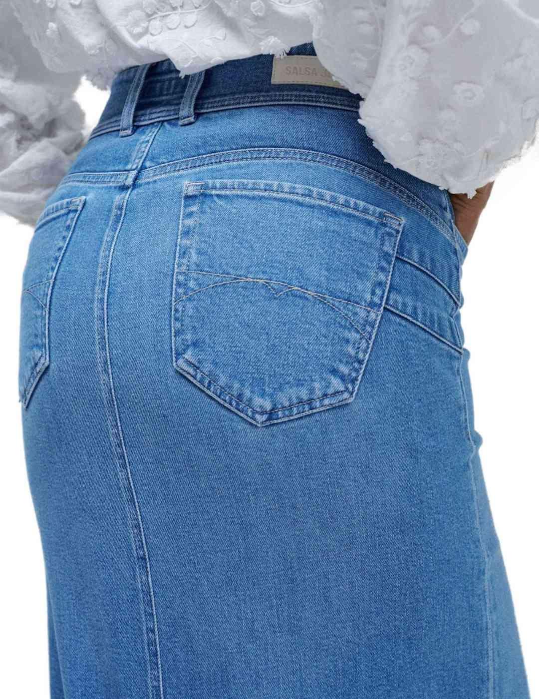 Falda Salsa Secret azul claro midi ajustada para mujer