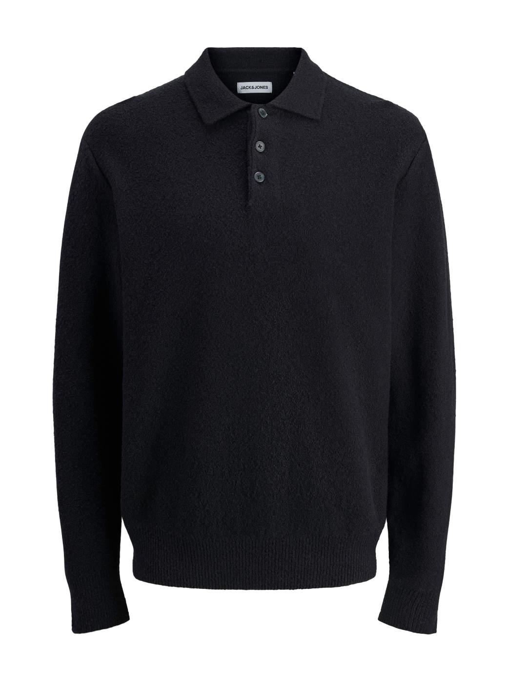 Jersey Jack&Jones Spence negro tipo polo para hombre