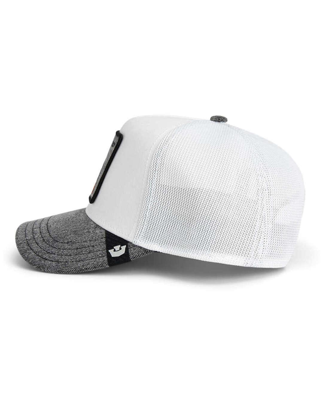 Gorra Goorin Denim Bad Boy Doberman blanca y gris unisex