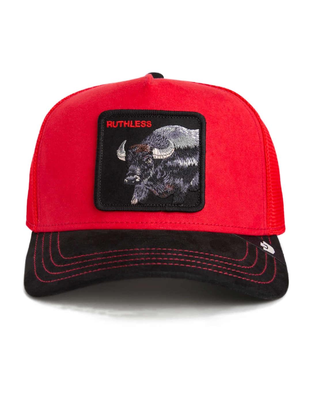 Gorra Goorin Bros Suede Buffalo bicolor negra y roja unisex