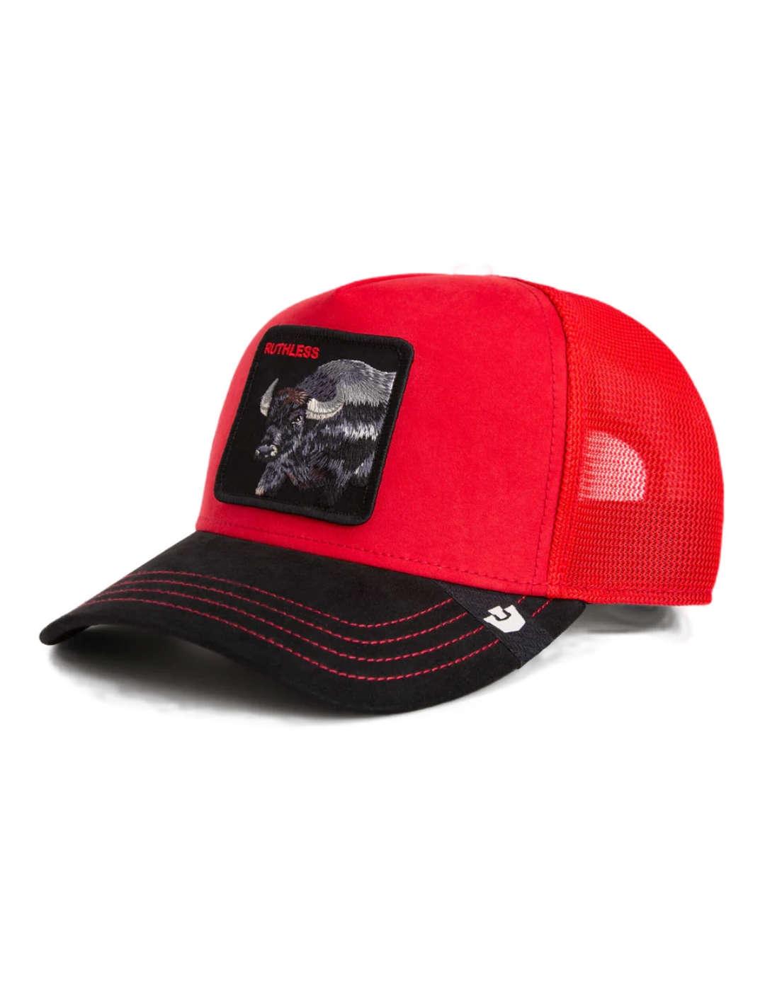 Gorra Goorin Bros Suede Buffalo bicolor negra y roja unisex