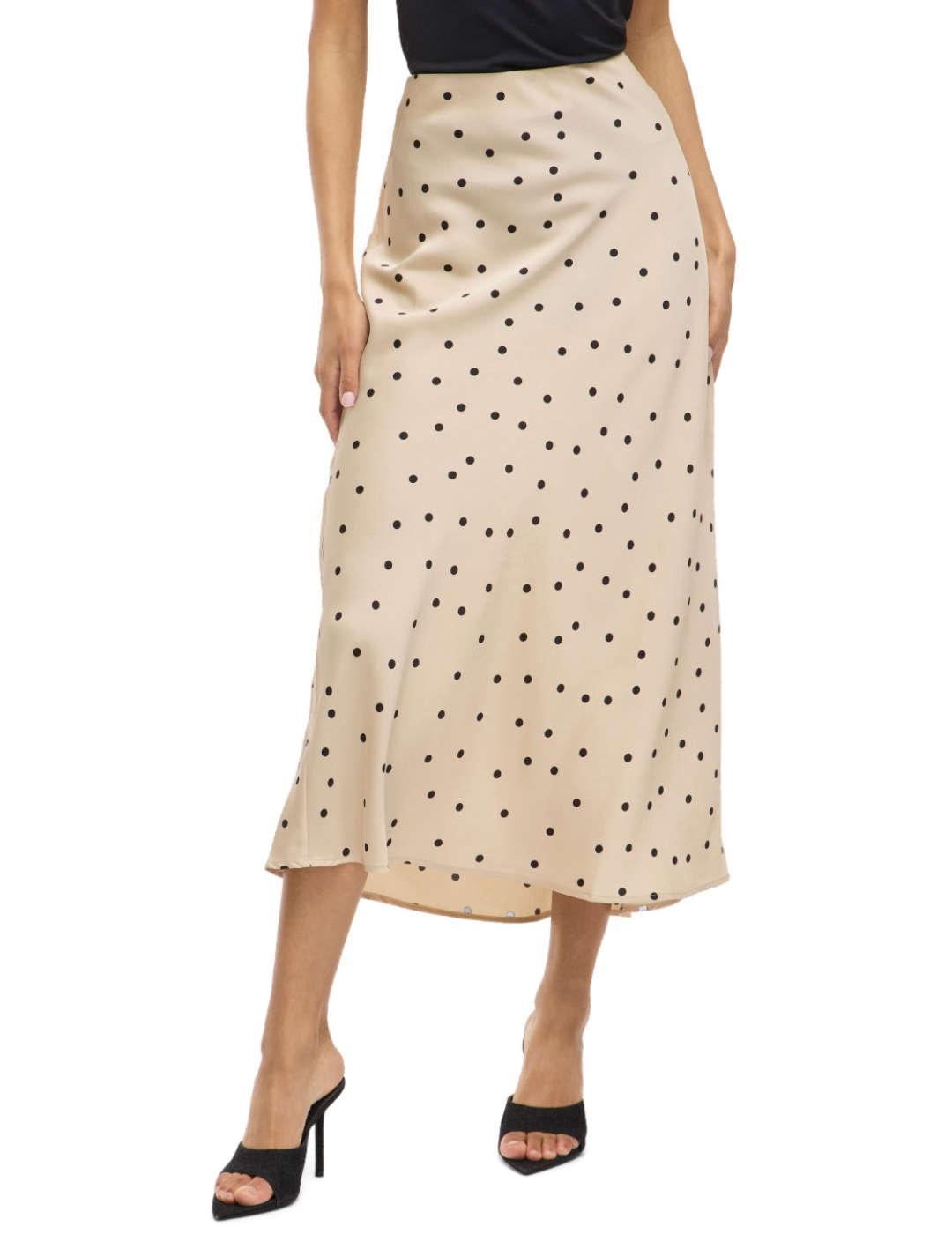 Falda Vila Ellete beige con lunares negros satinada de mujer
