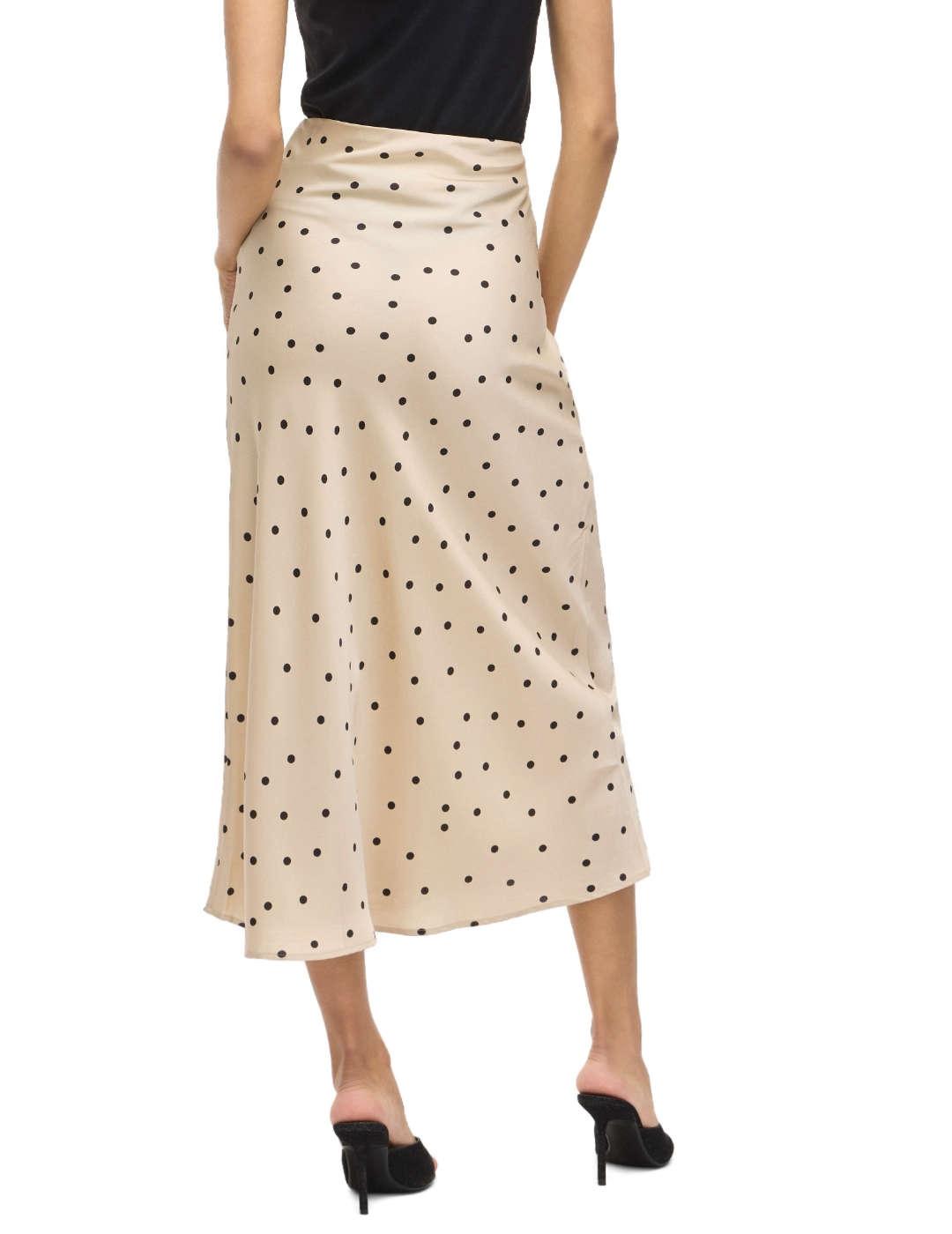 Falda Vila Ellete beige con lunares negros satinada de mujer