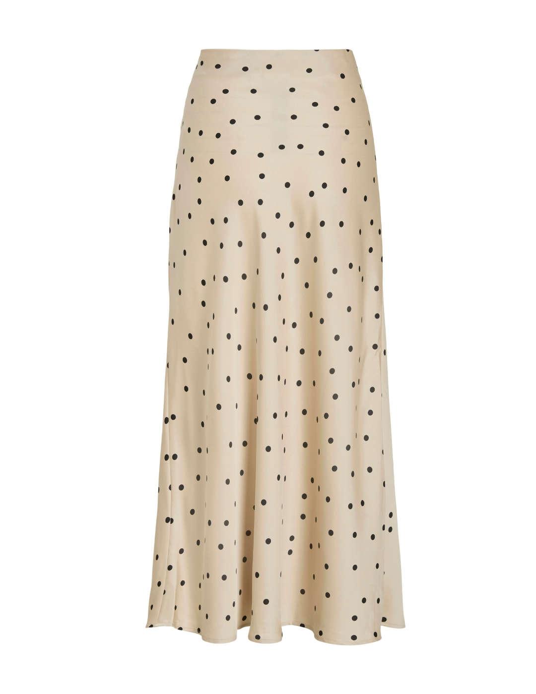 Falda Vila Ellete beige con lunares negros satinada de mujer