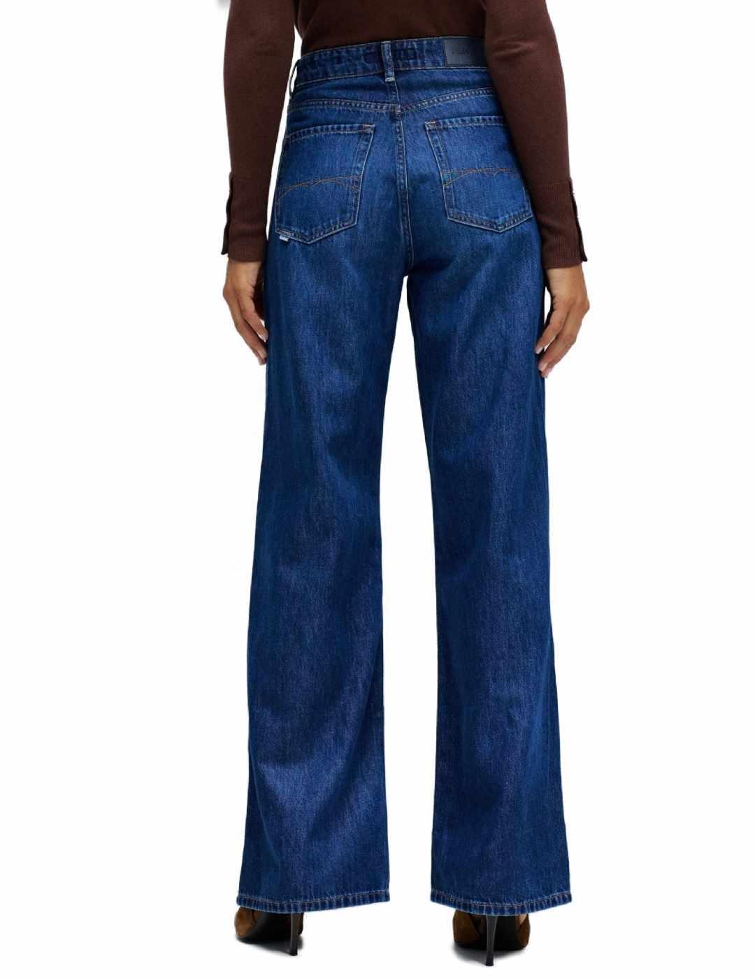 Pantalón vaquero Salsa azul oscuro wide leg tiro alto mujer