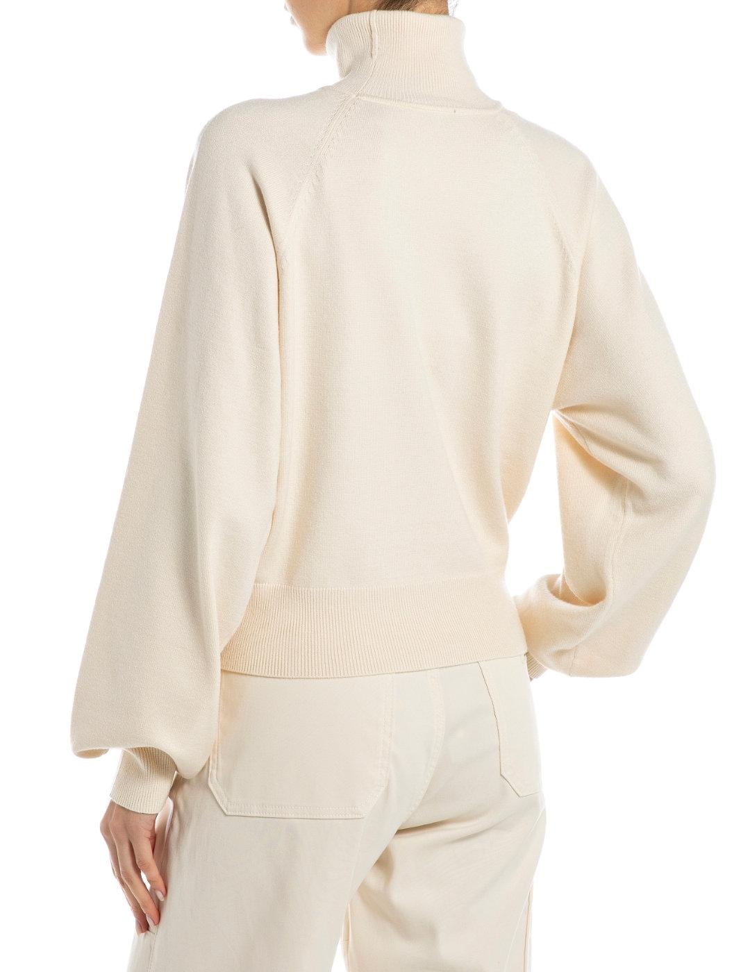 Jersey Replay cuello alto mangas raglan beige de mujer