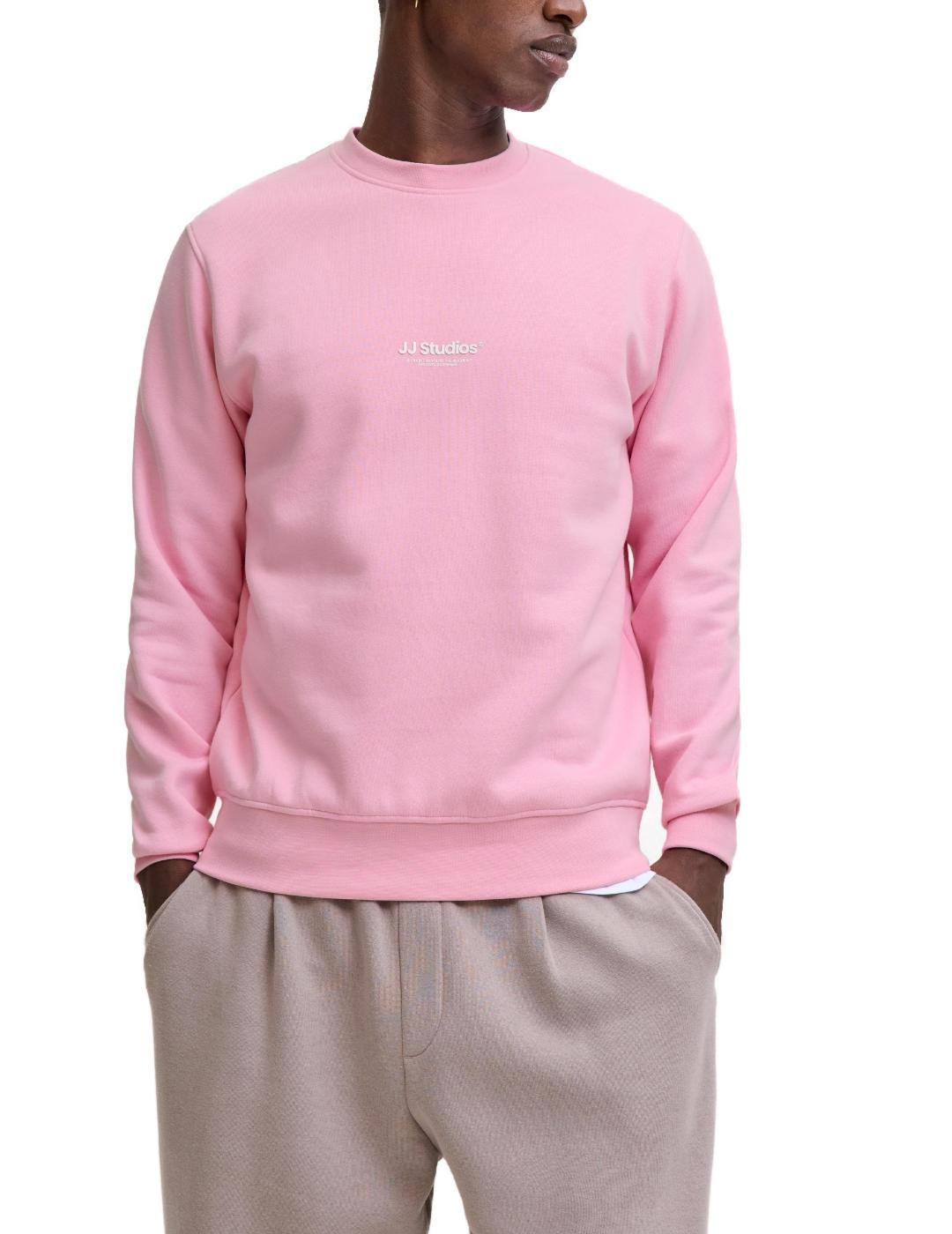 Sudadera Jack&Jones Soho rosa chicle sin capucha de hombre