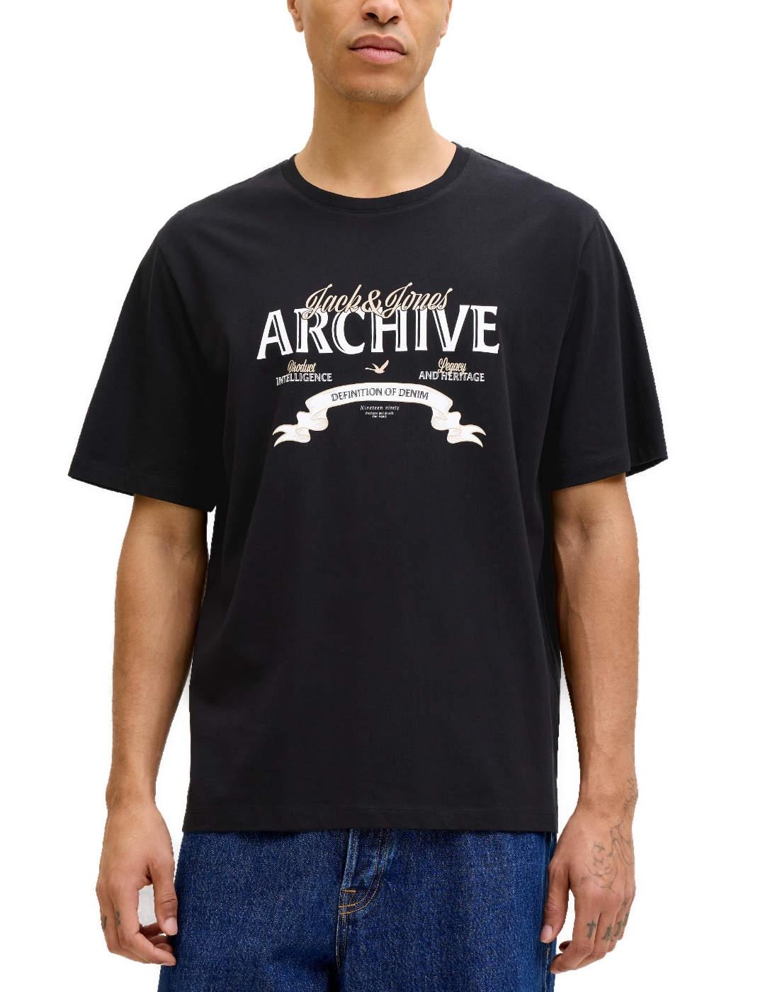 Camiseta Jack & Jones Dover corte regular negra de hombre