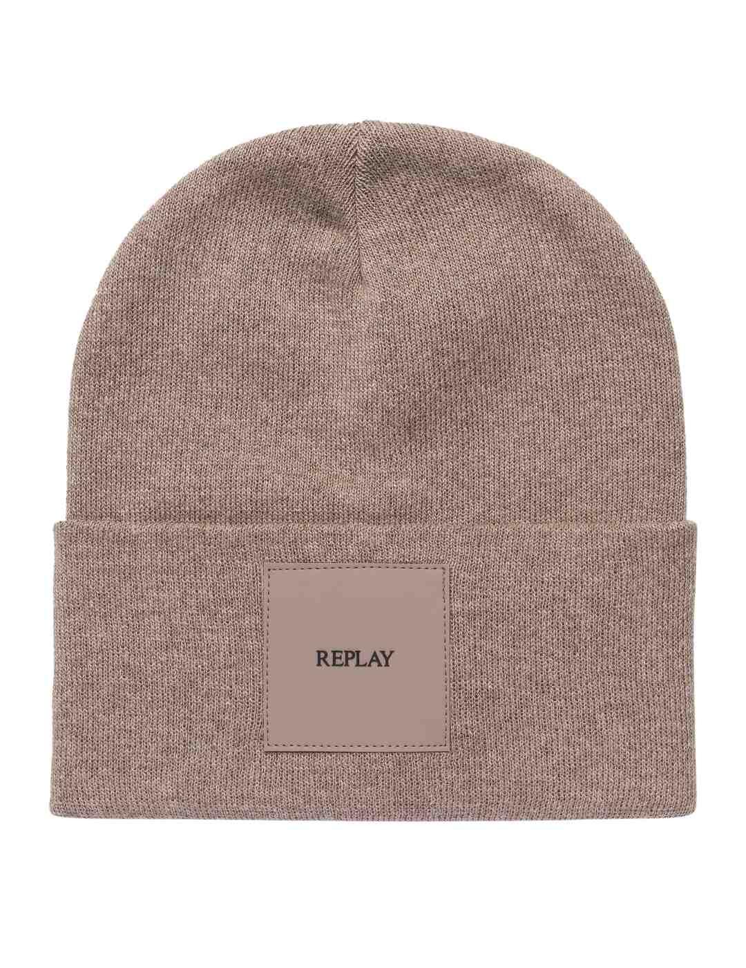 Gorro Replay en suave algodón color topo de hombre