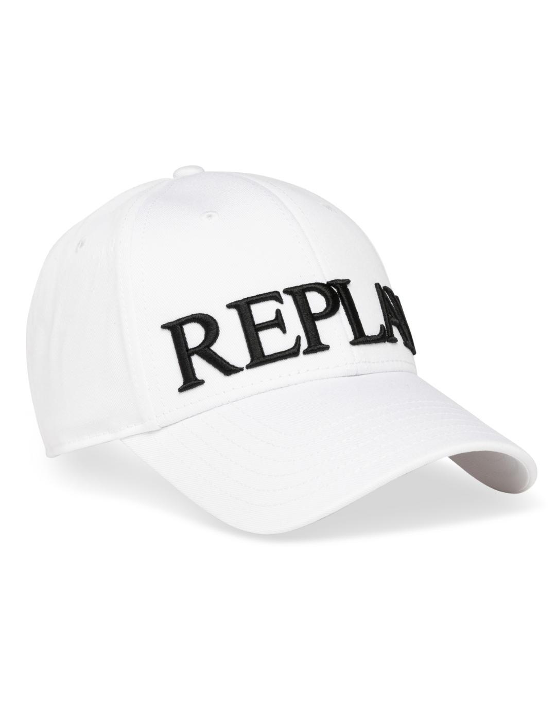 Gorra Replay maxi logo negro bordado color blanca Unisex