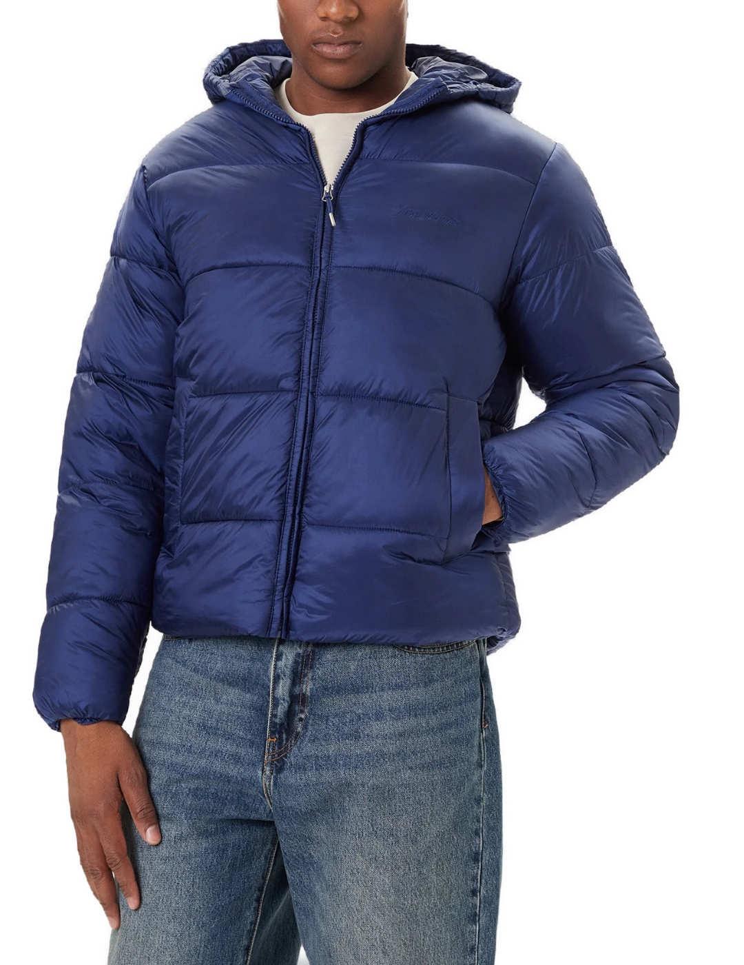 Plumas Jack&Jones acolchado con capucha azul de hombre