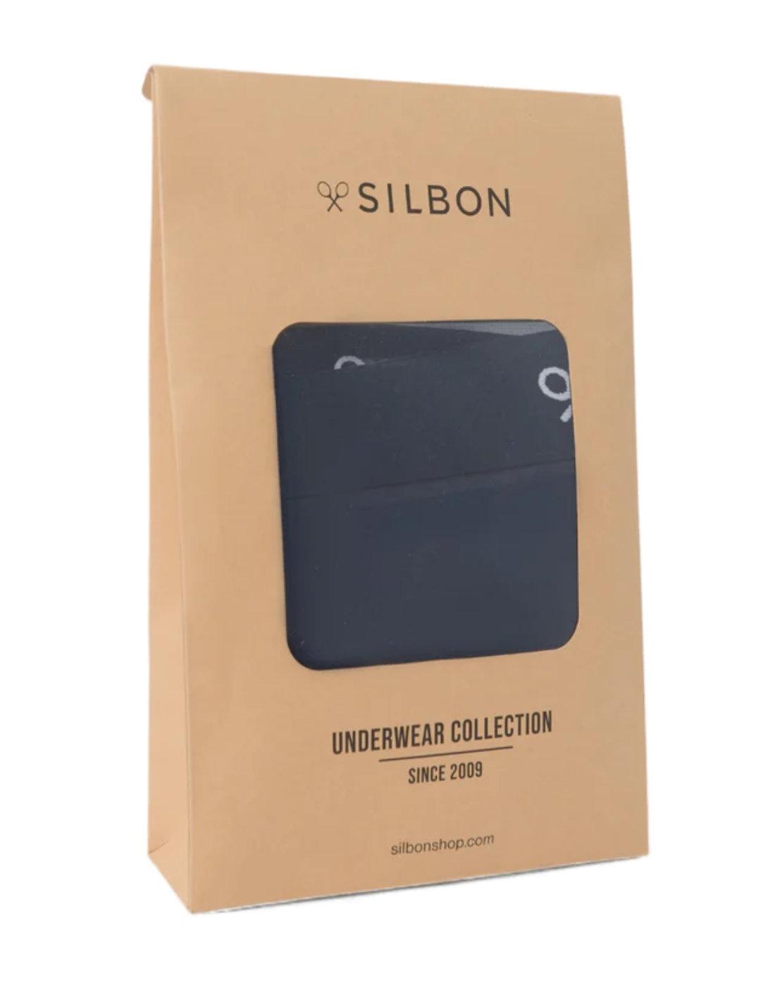 Boxer Silbon liso marino logo para hombre