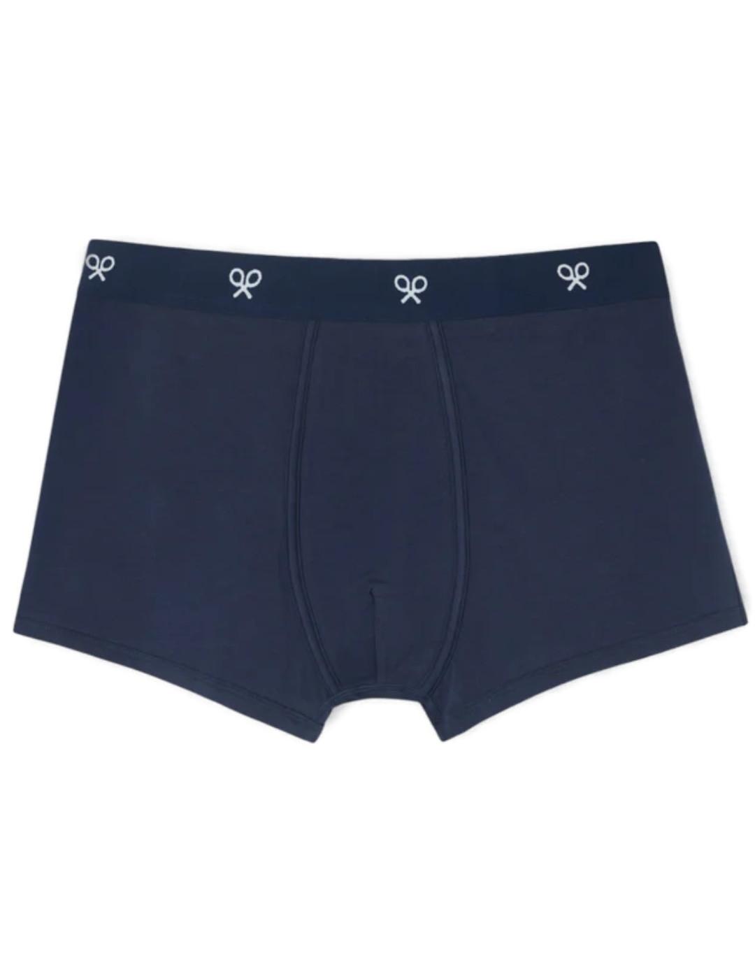 Boxer Silbon liso marino logo para hombre