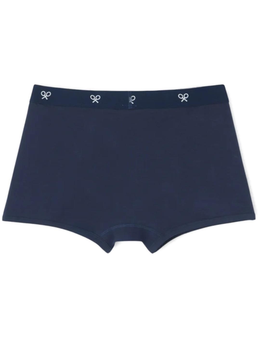 Boxer Silbon liso marino logo para hombre