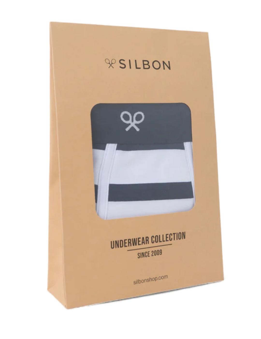 Boxer Silbon rayas blanco y marino para hombre