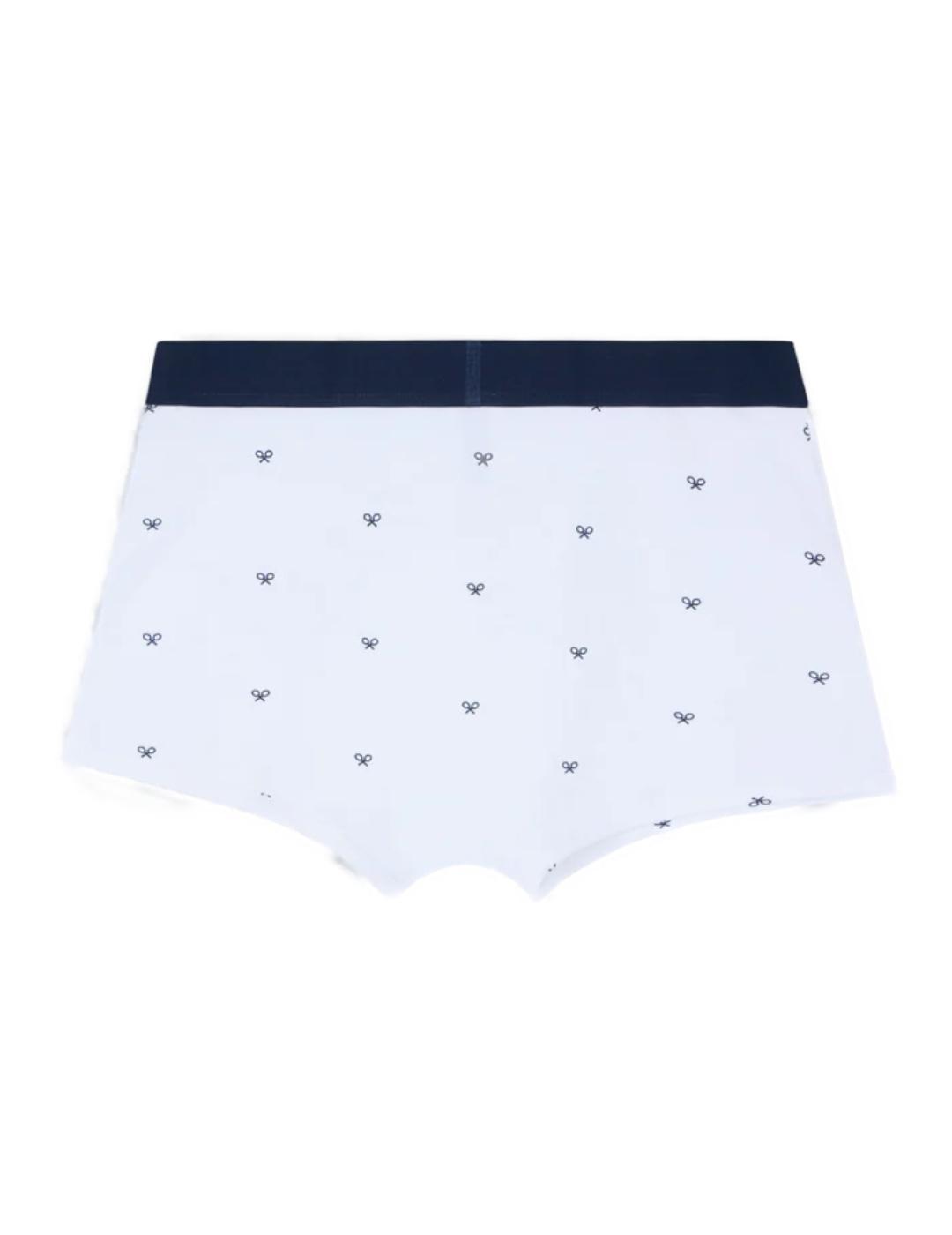 Bóxer Silbon blanco raquetas azul de hombre