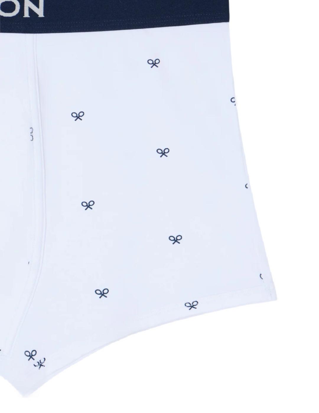 Bóxer Silbon blanco raquetas azul de hombre