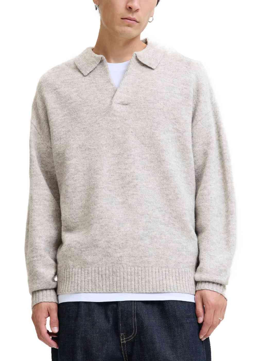Jersey Jack&Jones Soho gris punto grueso de hombre