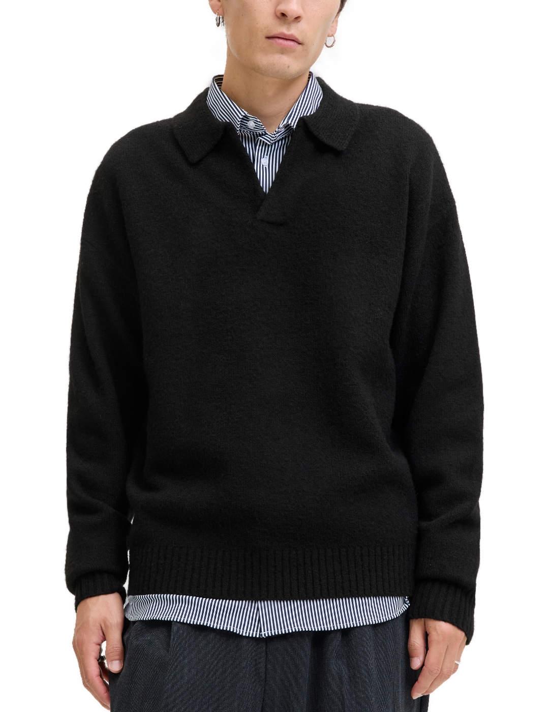 Jersey Jack&Jones Soho negro punto grueso de hombre
