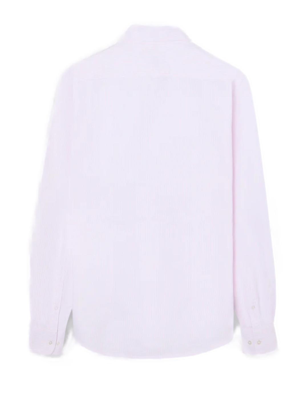 Camisa Silbon Oxford rayas blancas y rosas de hombre