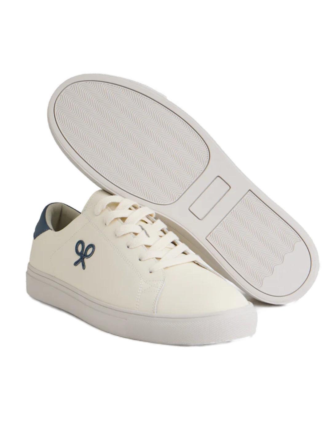 Zapatilla Silbon clásica con logo blanca y marino de hombre
