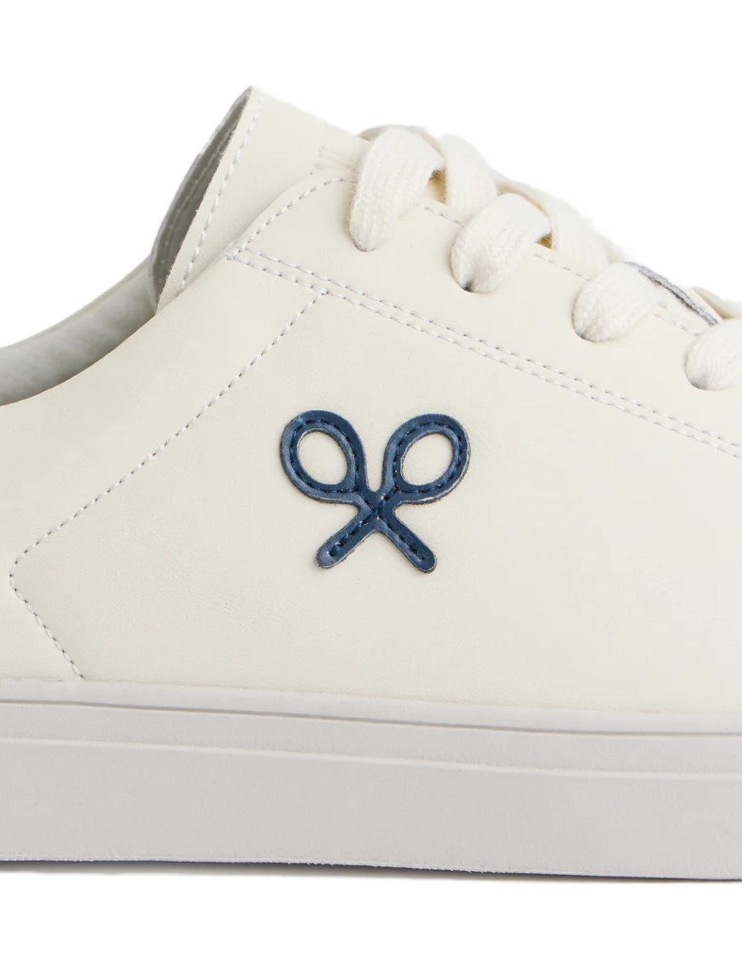 Zapatilla Silbon clásica con logo blanca y marino de hombre