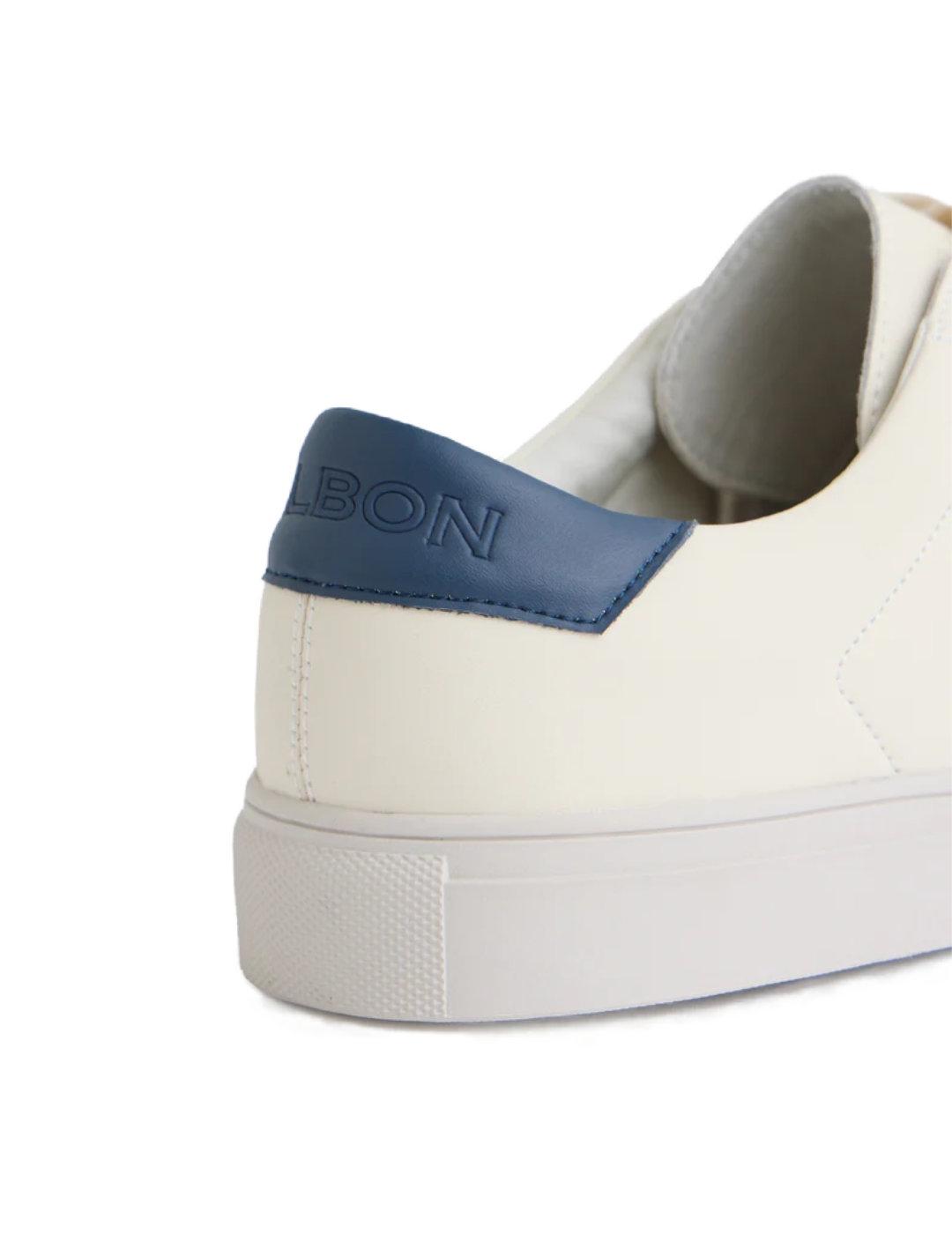 Zapatilla Silbon clásica con logo blanca y marino de hombre