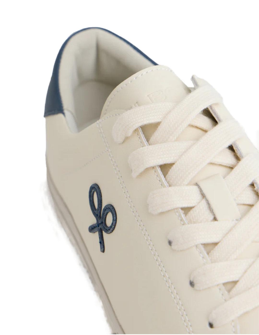 Zapatilla Silbon clásica con logo blanca y marino de hombre