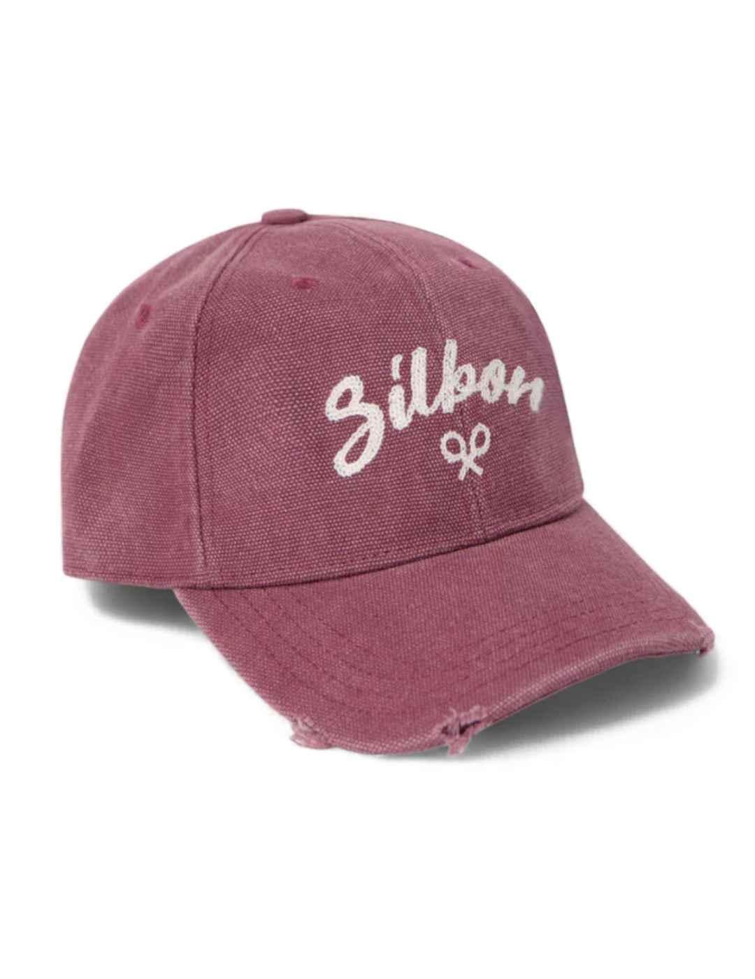 Gorra Silbon desgastada burdeos logo blanco unisex