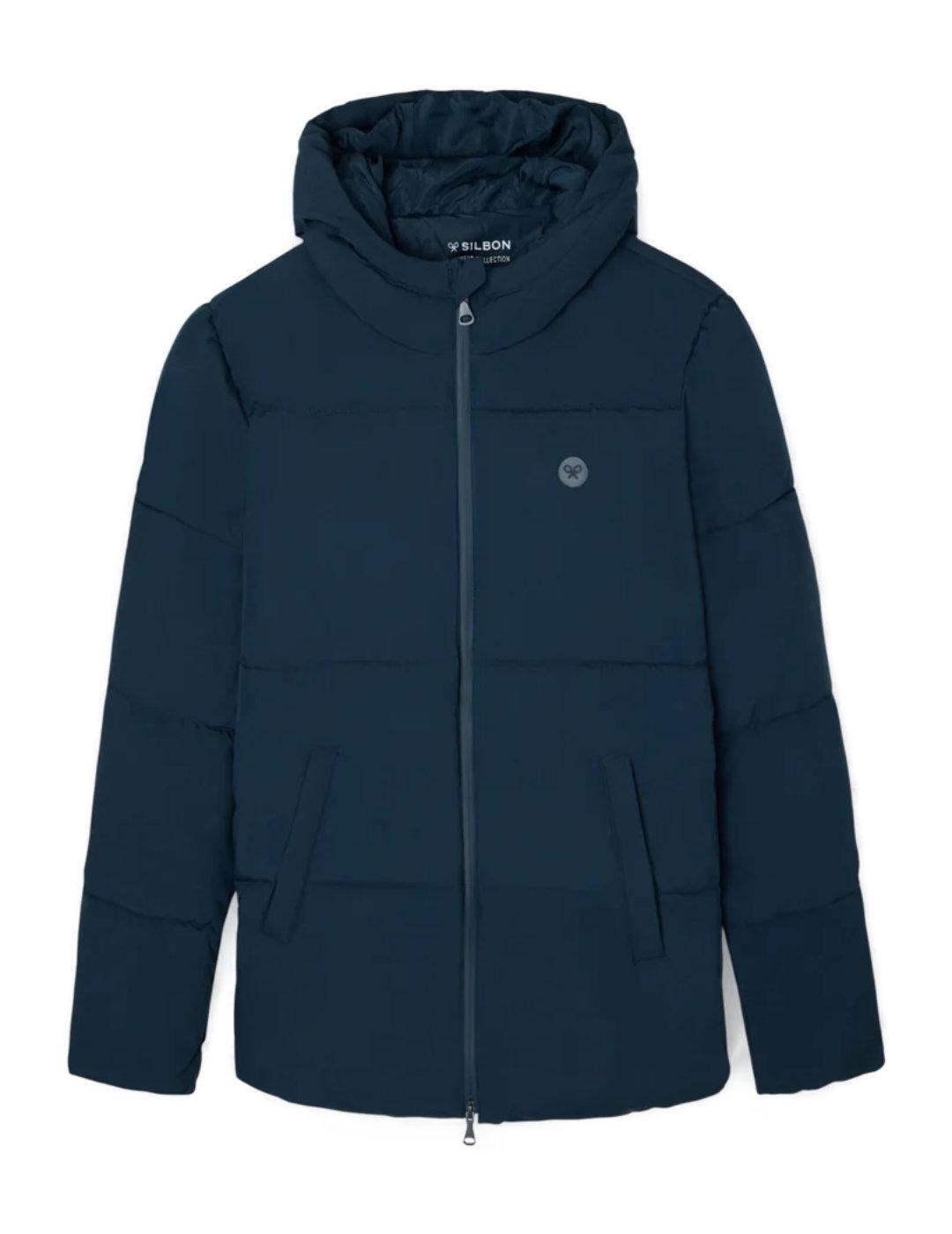 Abrigo Silbon técnico warm marino con capucha para hombre