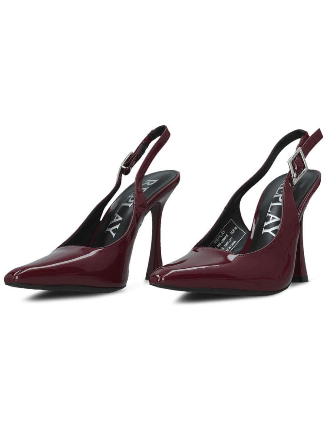 Zapatos Replay tacón alto Roxanne burdeos charol de mujer