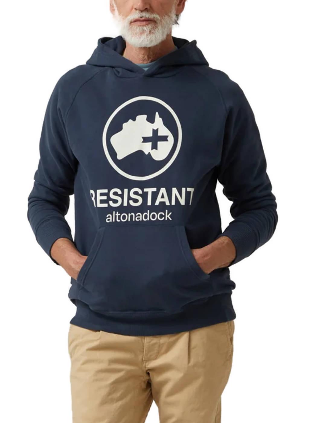 Sudadera Altonadock marino con capucha y logo para hombre