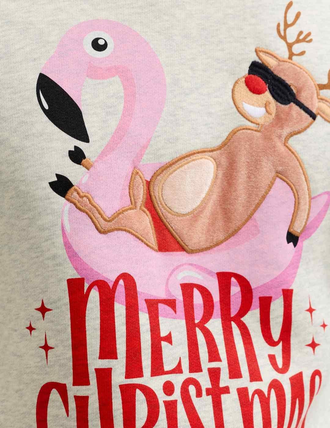 Sudadera Jack&Jones Christmas Reno gris claro para hombre