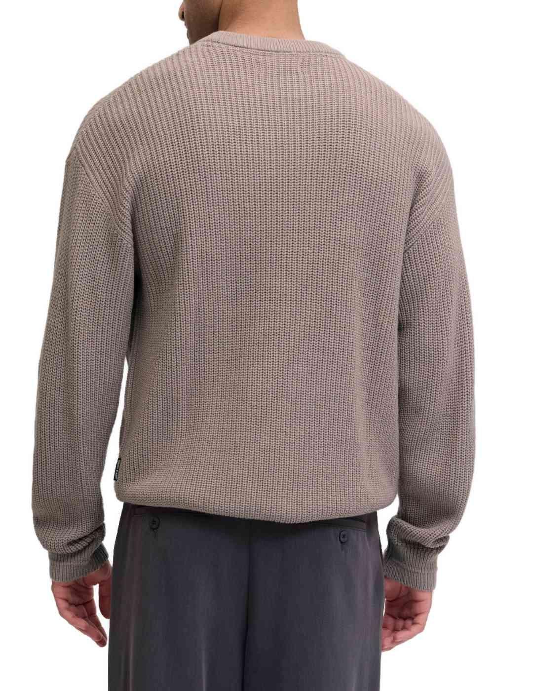 Jersey Jakc&Jones Kaito beige punto grueso para hombre